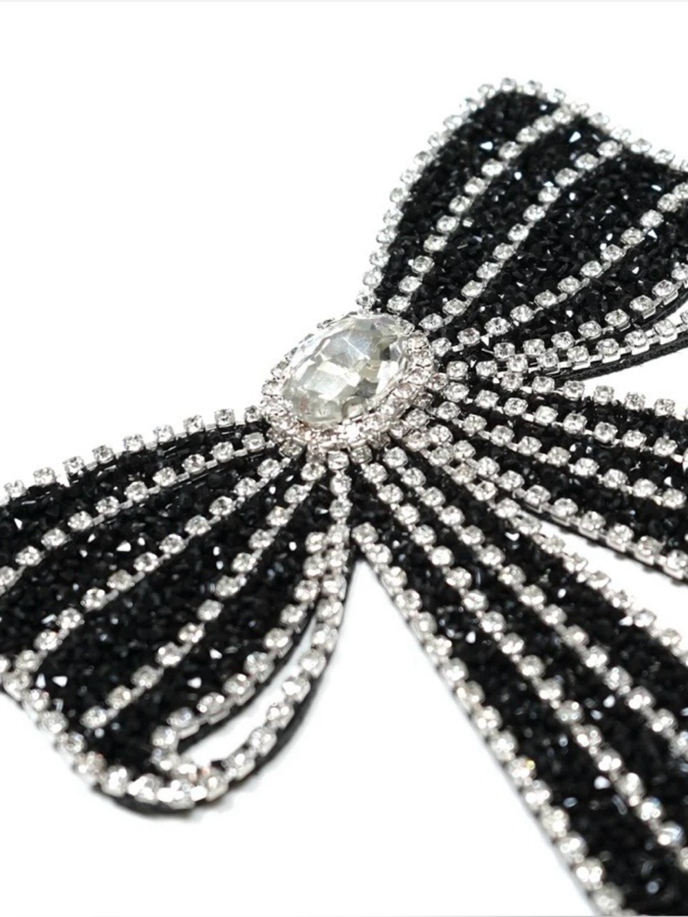 Black Rhinestone Bow Brooch - Picture 2 of 3